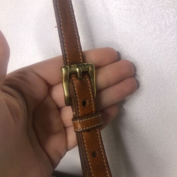 Dooney & Bourke Vintage AWL‎ Navy Crossbody Bag Tan Leather Rare Blue Purse Flap - Picture 6 of 12